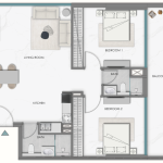 سامانا هيلز ساوث - شقة غرفتين وصالة – النوع 1