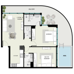 سامانا أفينيو - غرفتي نوم وصالة مع مسبح