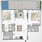 سامانا باراري هايتس - غرفتي نوم مع صالة