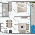 سامانا باراري هايتس - غرفة نوم مع صالة